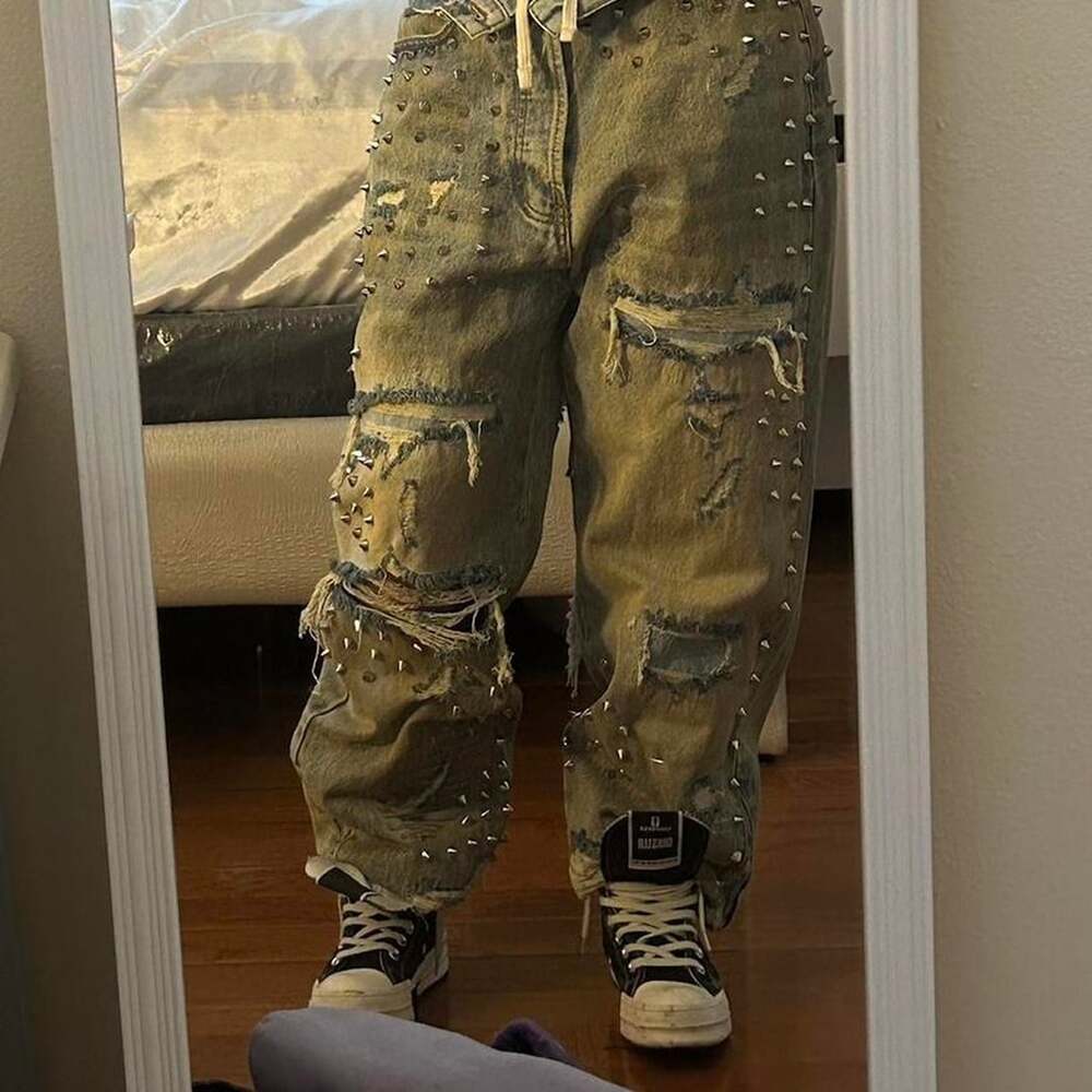 Mnml Baggy Emo Jeans Size 29 Distressed Studded Denim